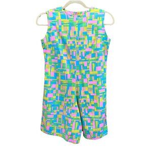 Vintage Psychedelic Handmade Romper Retro Mod Bright Geometric Outfit 60s 70s